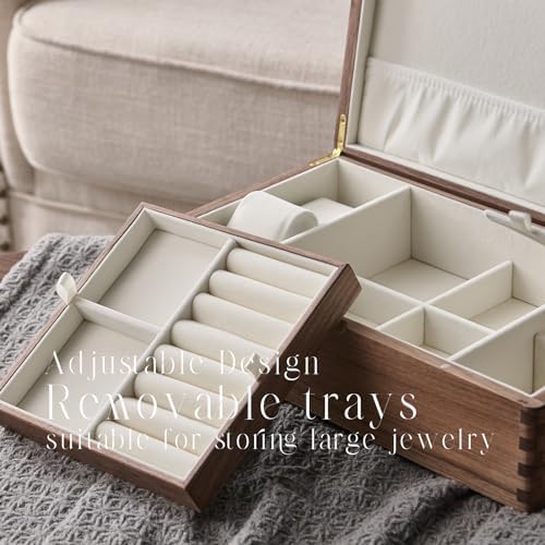 Beexchange Black Walnut Wooden Jewelry Box - Allwood, Handcrafted, Classic Jewelry Box. Jewelry boxes & organizers for Women, Men, and Girls(Single-Layer) - Image 5