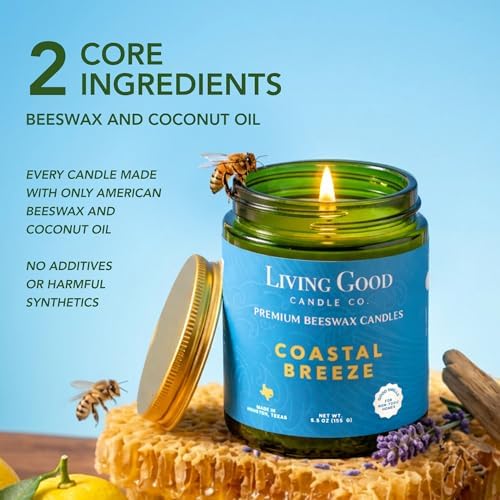 Coastal Breeze, Sea Salt & Bergamot Beeswax Candle, Fresh Ocean Air, 30+ Hr - Image 4