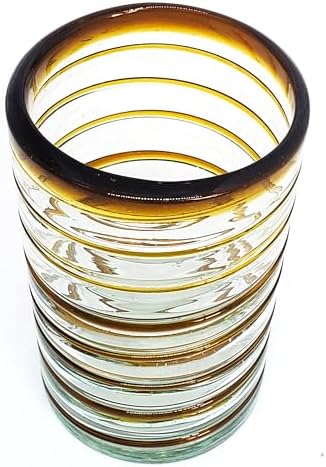 Amber Spiral 14 oz Drinking Glasses (set of 6), Recycled Glass, Lead-free, Toxin-Free (Drinking) - Image 6