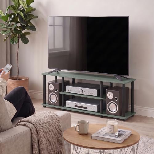 Furinno Turn-N-Tube 3-Tier Toolless Assembly TV Stand, Sage Green - Image 3