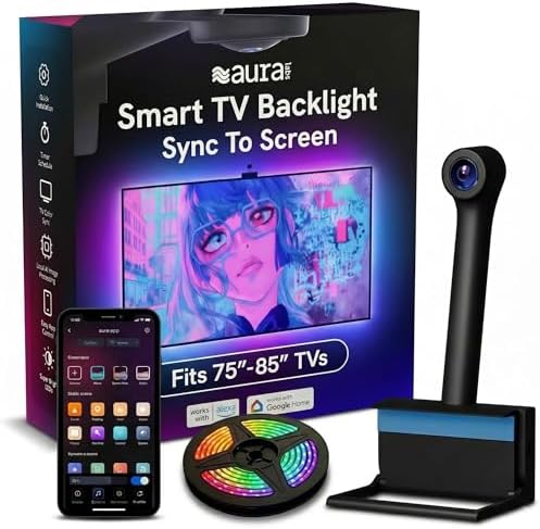 Aura Labs TV Backlight Sync to Screen for 70-85 Inch TVs - RGBIC LED Lights by AuraLabs