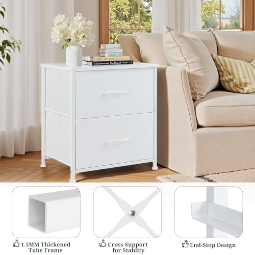 Nightstand Set of 2 Small 2 Drawer Dresser End Table Bedside Furniture - Image 5