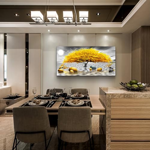 Wall decorations for living room Canvas Wall Art for bedroom Abstract wall decor Black and white Canvas Art Yellow tree paintings bathroom Home Decoration Hang Pictures Office large Wall Artworks - Image 4