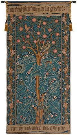William Morris Woodpecker with Verse Tapestry Wall Hanging 60 x 29 in by CCharlotteHomeFurnishings