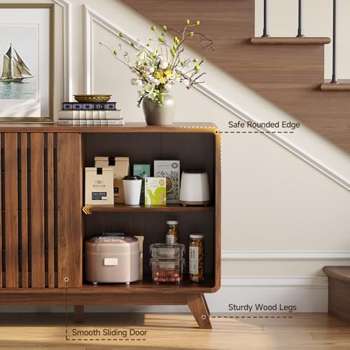 ONBRILL Sideboard Buffet Cabinet with Storage, Fluted Kitchen Cabinet - Image 4