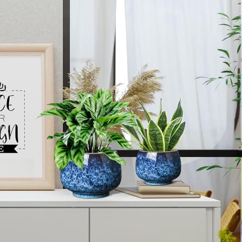 BUYMAX Ceramic Plant Pots Set of 3, 6 & 8 & 10 Inch Indoor Planters - Image 3
