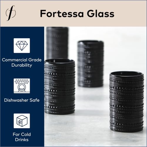 FORTESSA Jupiter Beaded Hobnail Glass Vintage Themed Drinkware Set, 13 Ounce Iced Beverage Glasses (Set of 6), Dishwasher-Safe, Obsidian Black - Image 2
