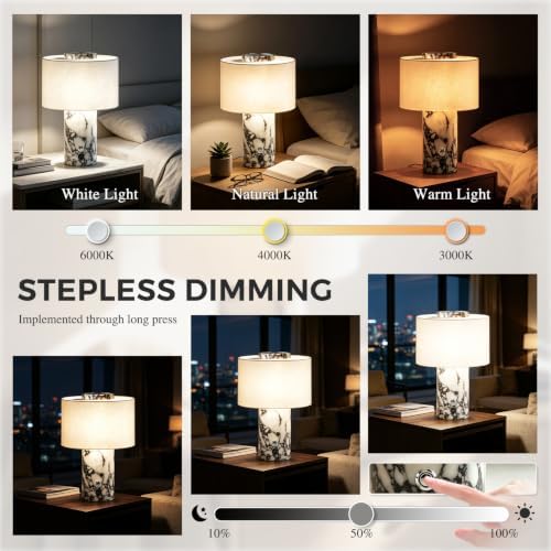 Marble Table Lamp, Rechargeable Cordless Table Lamps - Image 5