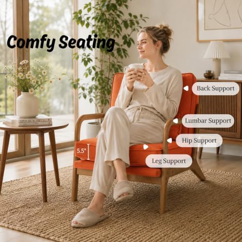 Karl home Mid-Century Modern Accent Reading Chair, Burnt Orange - Image 3