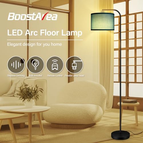 BoostArea Dimmable Floor Lamp for Living Room,Arc Remote Control Sofa Lamps,Stepless Dimmable & Colors Temperature,2700-6500k,Foot Switch,67 in All Modern Standing Lamp for Bedroom Office,Green - Image 2