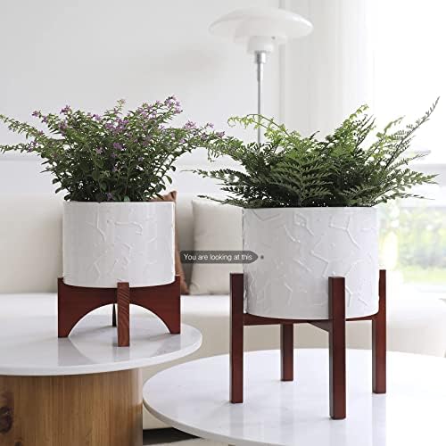 LA JOLIE MUSE Ceramic Pot for Plants, 10 Inch Indoor Planter with Stand - Image 3