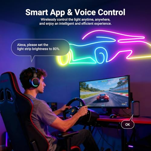 NEEWER 9.84ft/3m LED Strip Lights, Smart AI RGB IC Flexible Cuttable Neon Rope Light, App Control, Bedroom Gaming Room Indoor Studio Home Wall Decor, Compatible with Google Assistant Alexa, NS02 - Image 6