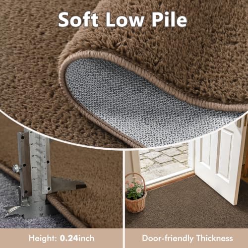 3x5 Beige Brown Solid Area Rug Washable Non-Slip Soft for Bedroom Kitchen - Image 5