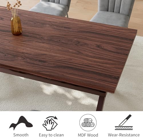 HIPIHOM 63" Dining Table for 4, MDF Kitchen Table with Dining Chairs, Strong Metal Legs, Ideal for Kitchen Living Room - Image 4