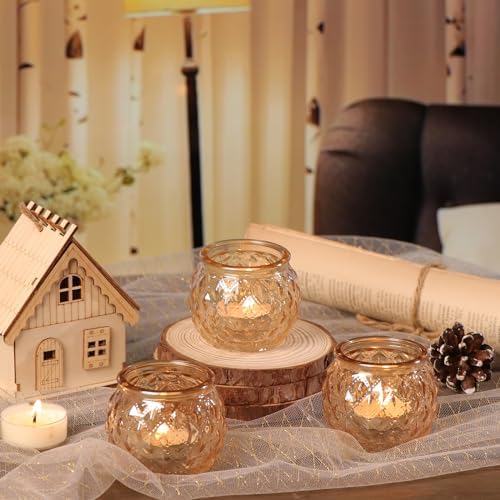 DARJEN 48 Pcs Gold Votive Candle Holders Round Glss Candle Holders Bulk - Image 3