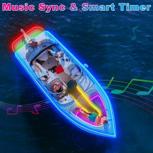 100FT Boat Lights LED Waterproof, 12V Marine Light Strip for Boat, RGB Marine LED Strip 12V with App & Remote for Pontoon Interior and Exterior, Night Fishing Lighting for Jon, Yacht, Kayak, Deck - Image 3