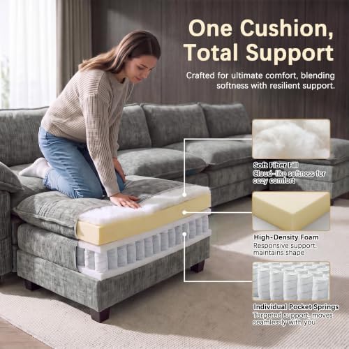 Homall 158.6" U-Shaped Cloud Couch, Modular Sectional Sofa for Living Room - Image 5
