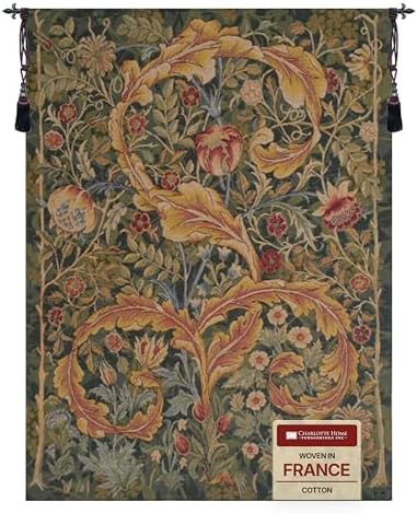 William Morris Acanthe Brown Medium Tapestry Wall Hanging 58 x 28 in by CCharlotteHomeFurnishings