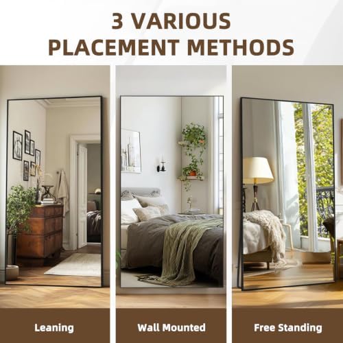 LFT HUIMEI2Y 71"x32" Full Length Mirror, Black Floor Mirror - Image 6