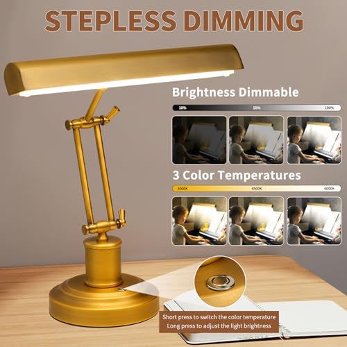 Brass Finish Piano Lamp,Antique Gold Bankers lamp - Image 6