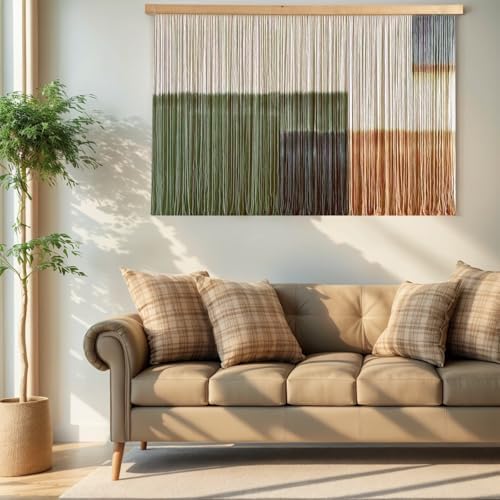 Sdjazl Woven Boho Macrame Wall Hanging Home Decor Tapestry Dip-Dyed Large Macrame Wall Art Colorful Mountain Landspace for Living room (green1) - Image 4