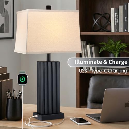 Lovlast 27.5" Black Modern Table Lamps Set of 2 for Bedroom Living Room - Image 5