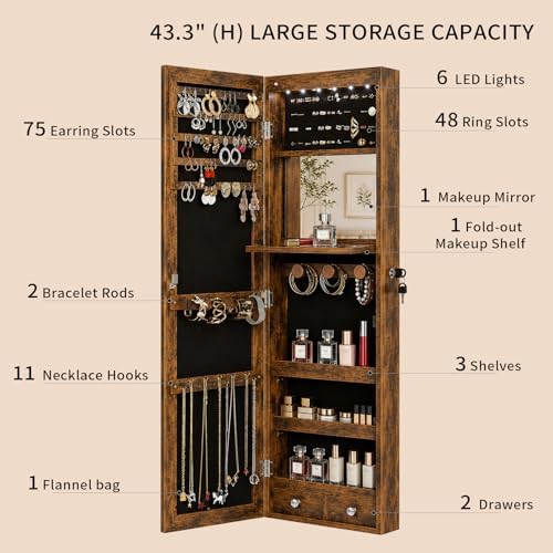 Over the Door Jewelry Organizer, Wall Mounted Jewelry Cabinet - Image 5