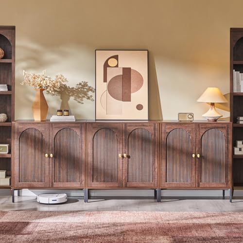 IFGET 92.63" W Modern Arched Sideboard Buffet Cabinet with Storage, Brown by IFGETEnrichYourLivingSpace