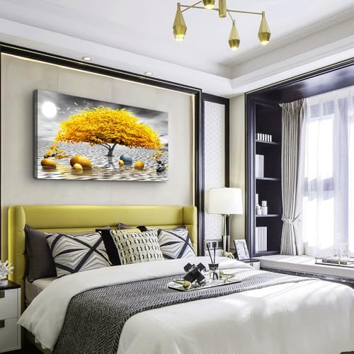 Wall decorations for living room Canvas Wall Art for bedroom Abstract wall decor Black and white Canvas Art Yellow tree paintings bathroom Home Decoration Hang Pictures Office large Wall Artworks - Image 4