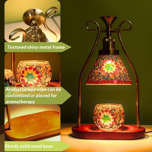 Turkish Mosaic Lamp, Candle Warmer & Wax Melt Warmer, Red - Image 3