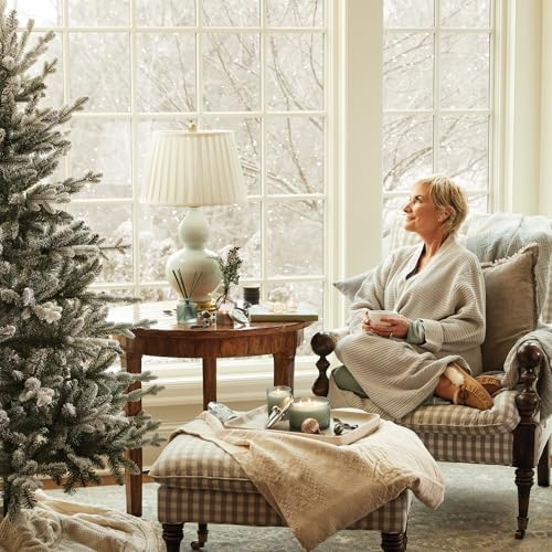 Thymes Petite Oil Reed Diffuser Set – Includes Reed Diffuser Sticks, Fragrance Oil, & Glass Bottle – Luxury Home Decor – Holiday Decor – Winter Scents – Sage-Green (Highland Frost, 4 fl oz) - Image 6