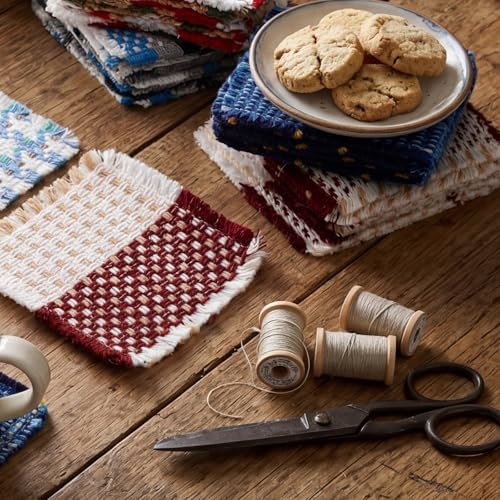 Set of 10 Fabric Drink Coasters, Handcrafted Cotton Woven Coasters for Table, Coastal Farmhouse Table Decor for Coffee Tea Cocktails, Absorbent Soft Desk Coasters for Kitchen Office, Housewarming Gift - Image 6