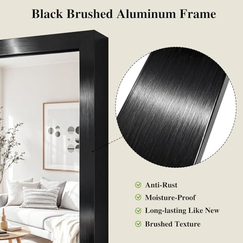 Koonmi Black Rectangle Wall Mirror, 20x30 Inch Bathroom Mirror, Aluminum Frame Vanity Mirror for Entryway, Living Room, Bedroom, Hangs Horizontally or Vertically - Image 4