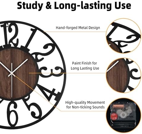 24" Silent Wall Clock – Adjustable Night Light, Battery Operated - Image 6