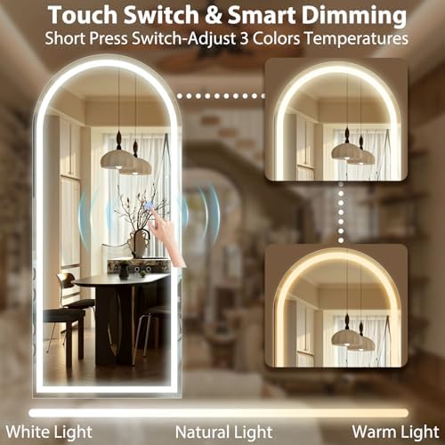 GLSLAND LED Arched Full Length Mirror, 76"x34" Lighted Full Body Mirror - Image 4