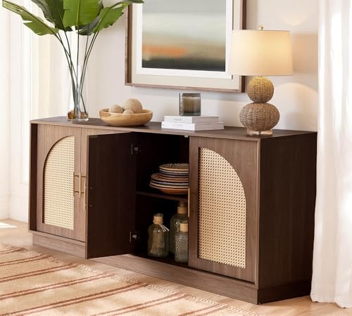 FORTUNETEC 63.8" Sideboard Buffet Cabinet with Storage, Natural Walnut - Image 6