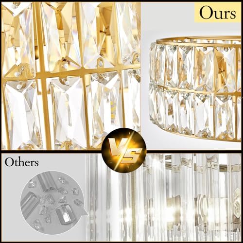 CATINER Gold Crystal Chandelier 12" 4-Light Modern Ceiling Pendant Light - Image 4