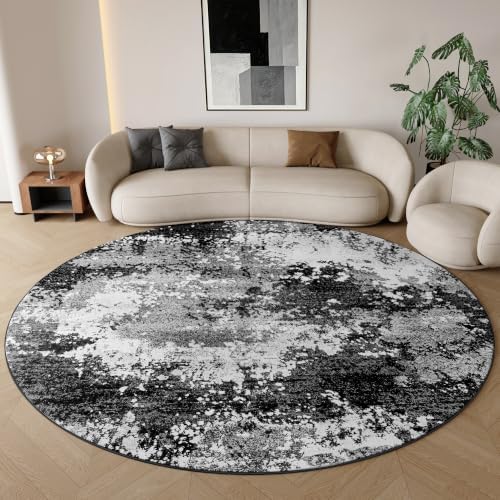 Black Round Rug 4ft Washable Circle Area Rugs for Entryway Kitchen - Image 4