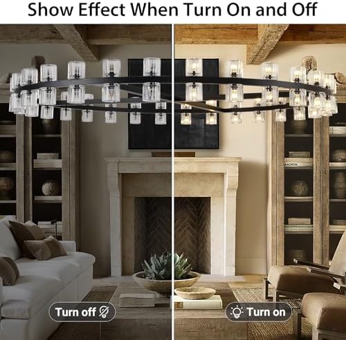 Modern 60 inch Black Round Chandelier, Extra Large Chandeliers Crystal Chandeliers for Living Room, Large Wagon Wheel Chandelier for Foyer, Staircase, Entrance,Includes Bulb - Image 5