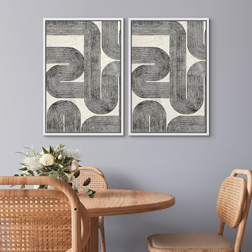 SIGNWIN Framed Wall Art Print Set Black and White Geometric Line Abstract Photography Modern Art Rustic Relax/Calm Multicolor for Living Room, Bedroom, Office - 16"" x24 x2 WHITE - Image 3