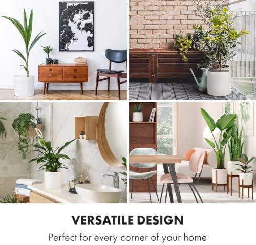 Fox & Fern Large Planter for Indoor or Outdoor, White Matte, 8/10/11.8 Inch - Image 6