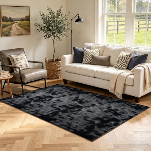 3x5 Tie-dye Dark Grey Area Rug Washable Non-Slip Soft for Bedroom Kitchen by Unknown