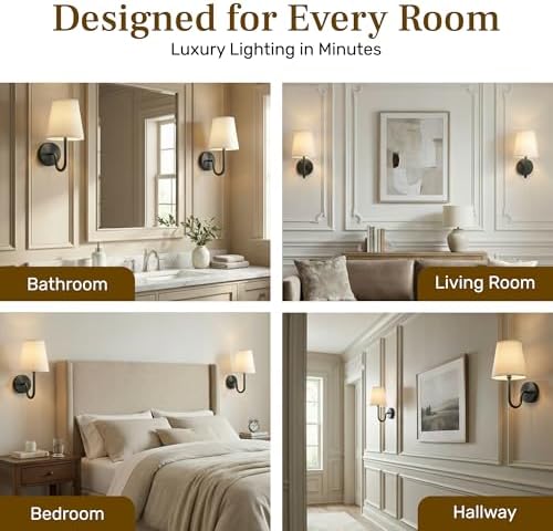 Bell+Howell 2 Pk Rechargeable Wall Sconces Set of Two - Black - Image 6