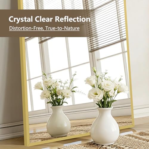 Mirrorons 56"x18" Gold Full Length Mirror, Large Floor Mirror with Stand - Image 6