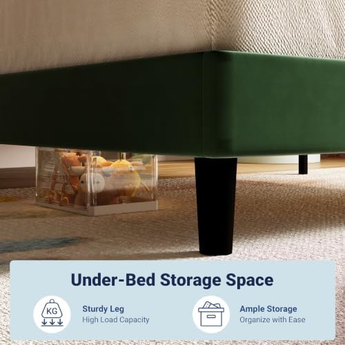 Allewie Twin Platform Bed Frame with Velvet Upholstered Headboard - Image 5