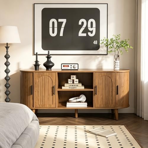 51"Fluted TV Stand for Tvs up to 60" Entertainment Center with Open Storage - Image 4
