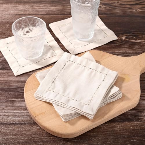 12pcs Linen Feel Cocktail Napkins, Reusable Cotton Cloth Serviettes Napkins - Image 3
