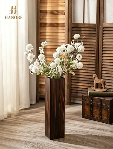 Hanobe 21" Tall Decorative Floor Vase, Natural Wood Grain, Rectangular - Image 5