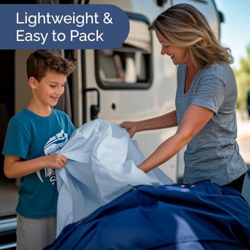 Short Queen Size 4 Piece Bed Sheet Set - RV Short Queen Sheets - Light Blue - Image 5