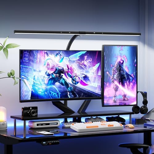 deeloop 80cm Ultra-Long LED Desk Lamps,24W Bright Architect Desk Lamp for Home Office, Infinite Dimming Office Light with Memory Function, Tall Desk Light with Clamp for Reading Working Monitor by deeloopLEDlight